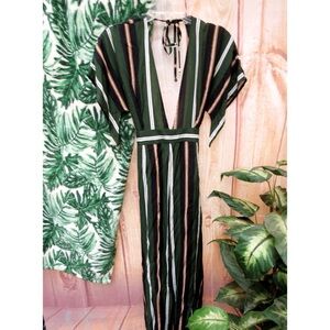 Faithfull the brand earth toned deep plunge jumpsuit